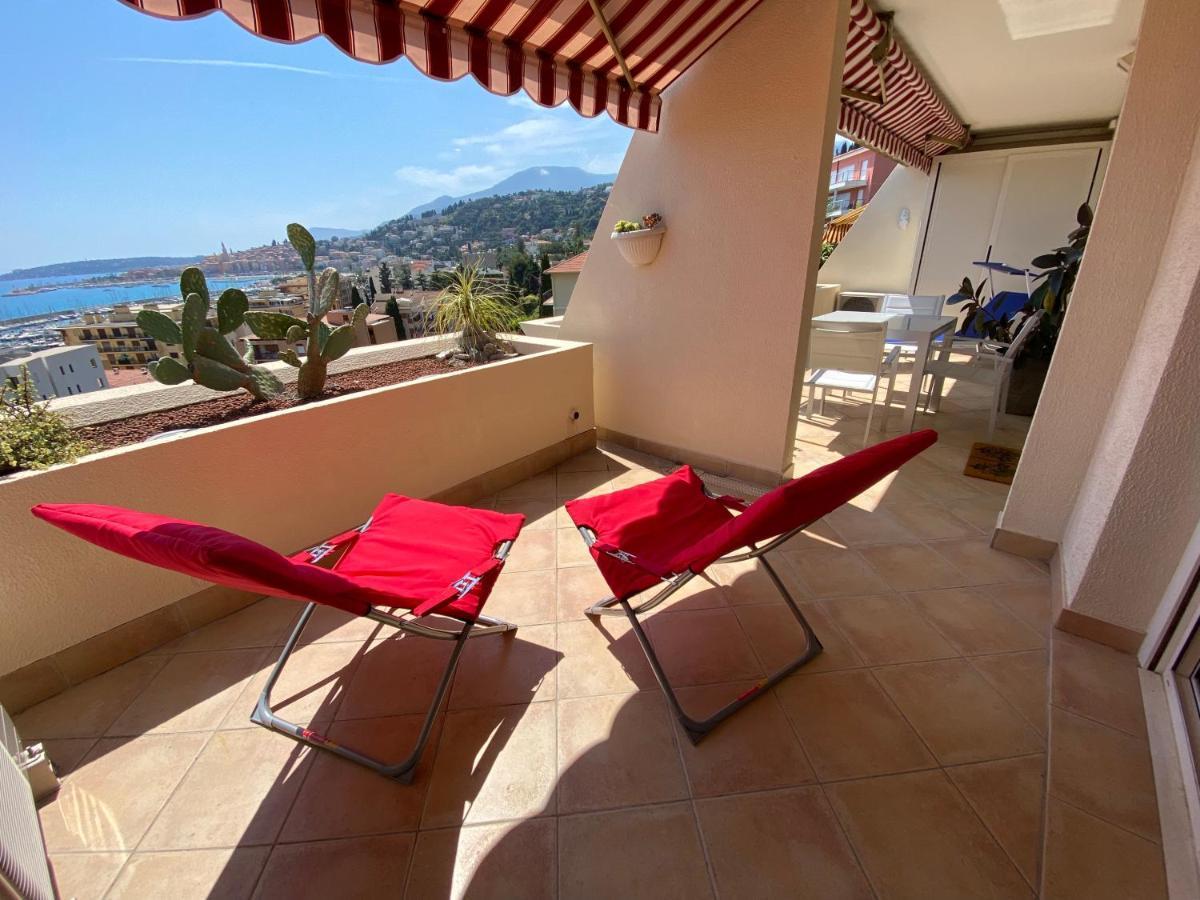 Mansfield Vue Carte Postale Terrasse Piscine Calme Port A 200M A Pied Lägenhet Menton Exteriör bild