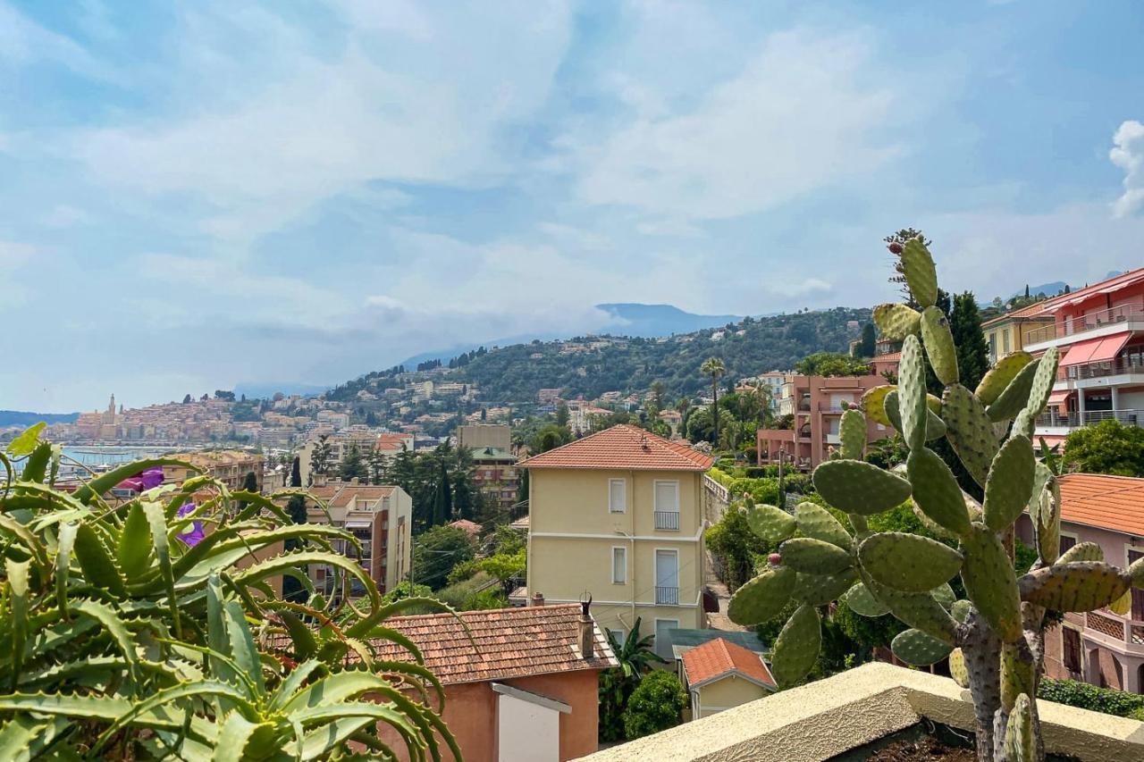 Mansfield Vue Carte Postale Terrasse Piscine Calme Port A 200M A Pied Lägenhet Menton Exteriör bild